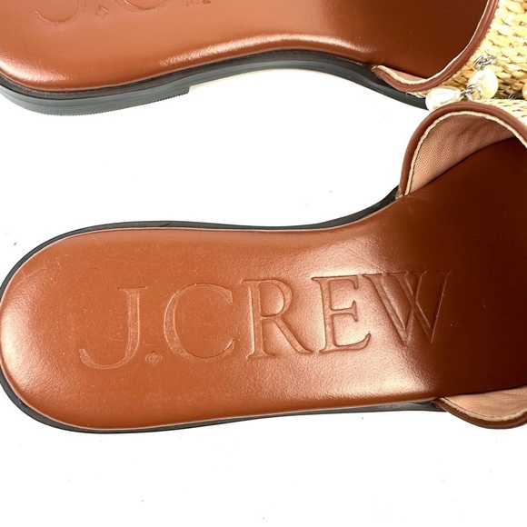 J Crew Georgina Sandals Faux Raffia Woven Pearl Charms BX906 Brand New - Picture 4 of 8